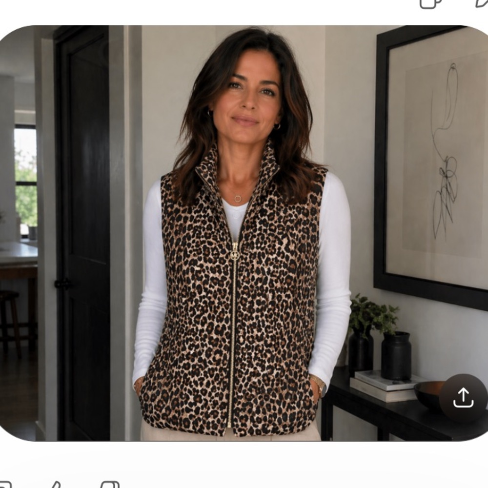 MICHAEL Michael Kors Leopard Print Quilted Vest in Brown and Black